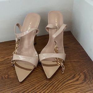 Trendy gold and nude heels
